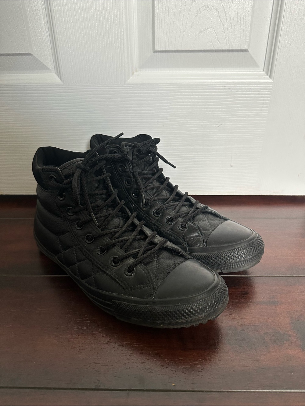 Size 9 Converse Men’s Chuck Taylor All Star PC Hi Black Leather Sneakers - Picture 2 of 9